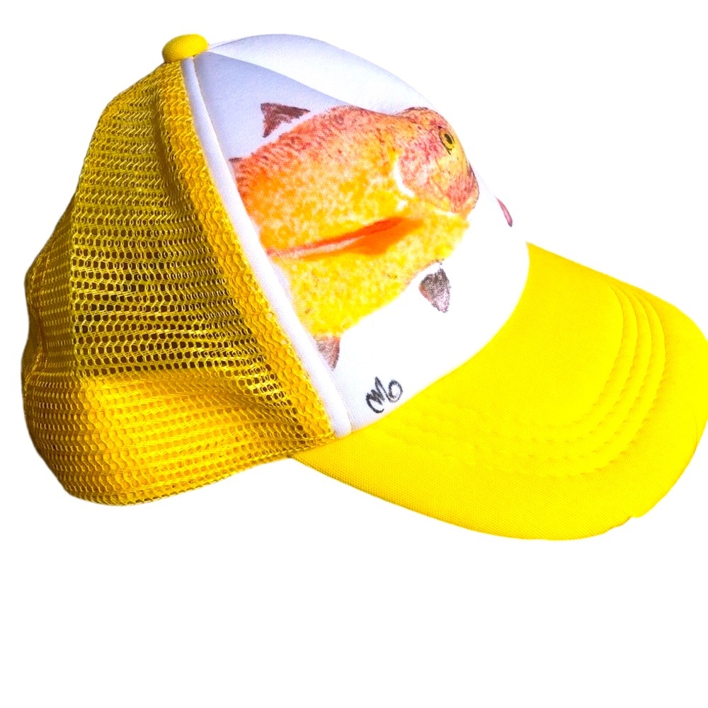 Kids Handcrafted Hat with a fish Painted on front